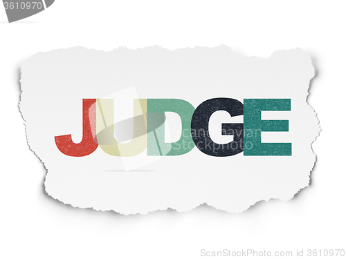 Image of Law concept: Judge on Torn Paper background