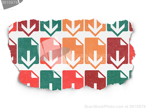 Image of Web design concept: Download icons on Torn Paper background