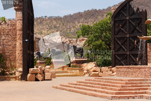 Image of Gigantic elephant statues on Bridge in famous Lost City