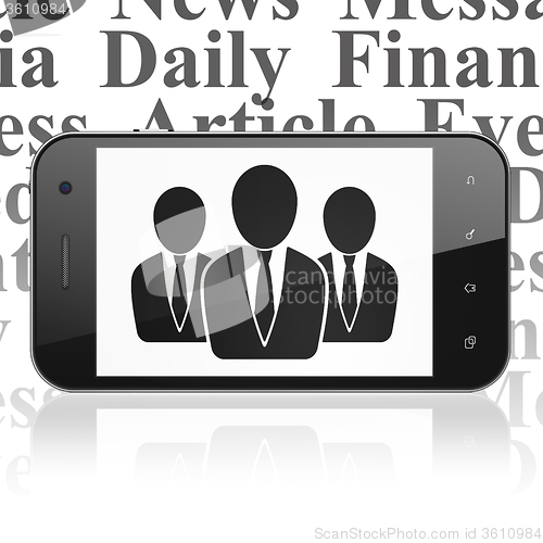 Image of News concept: Smartphone with Business People on display