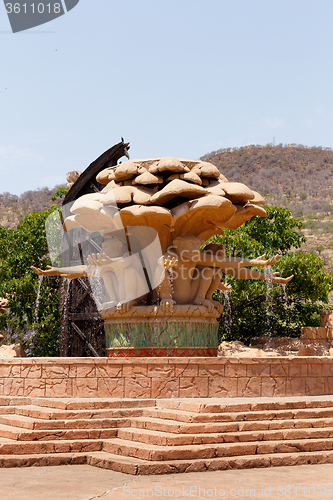 Image of Gigantic monkey statues on fountain in famous Lost City