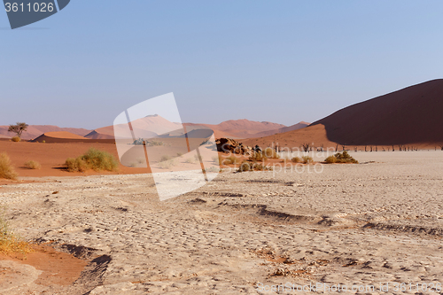 Image of beautiful sunrise landscape of hidden Dead Vlei