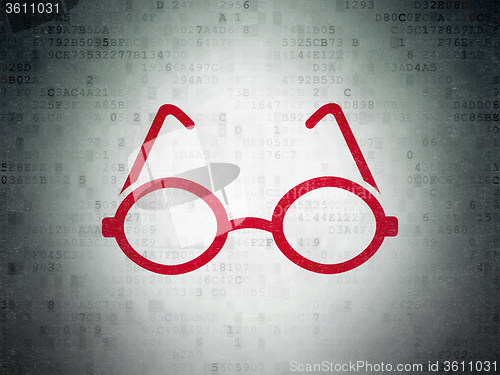 Image of Education concept: Glasses on Digital Paper background