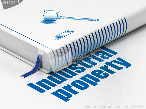 Image of Law concept: book Gavel, Industrial Property on white background