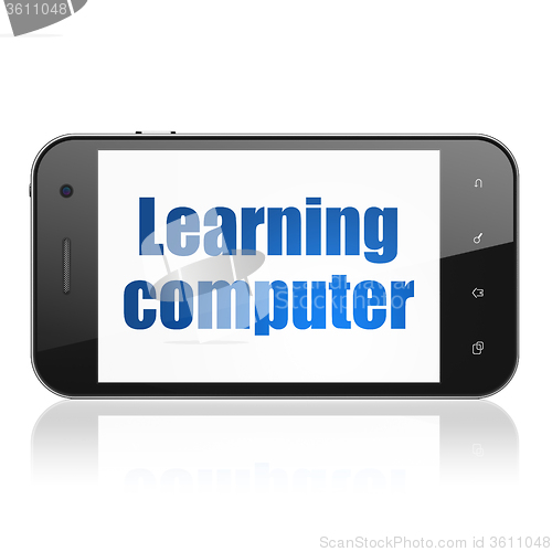 Image of Studying concept: Smartphone with Learning Computer on display