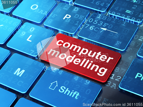 Image of Science concept: Computer Modelling on computer keyboard background