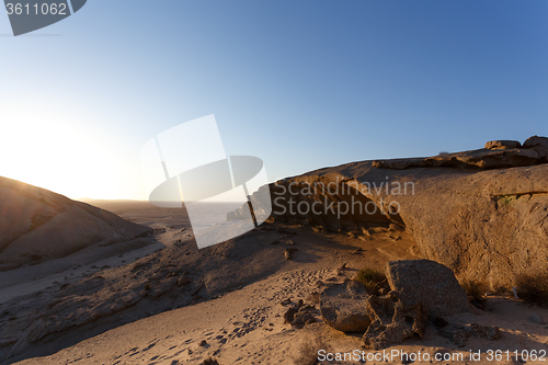 Image of Rock formation in Namib desert in sunset, landscape