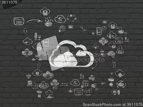 Image of Cloud technology concept: Cloud on wall background