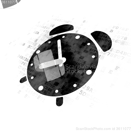 Image of Timeline concept: Alarm Clock on Digital background