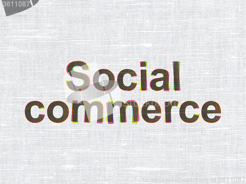 Image of Marketing concept: Social Commerce on fabric texture background