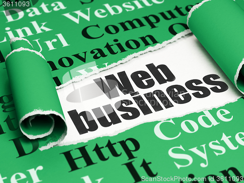 Image of Web design concept: black text Web Business under the piece of  torn paper