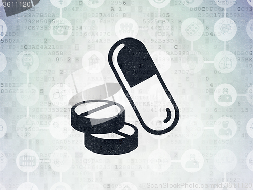 Image of Medicine concept: Pills on Digital Paper background