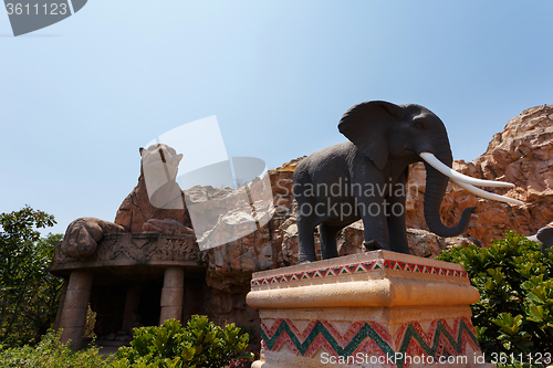 Image of Gigantic elephant statues on Bridge in famous Lost City