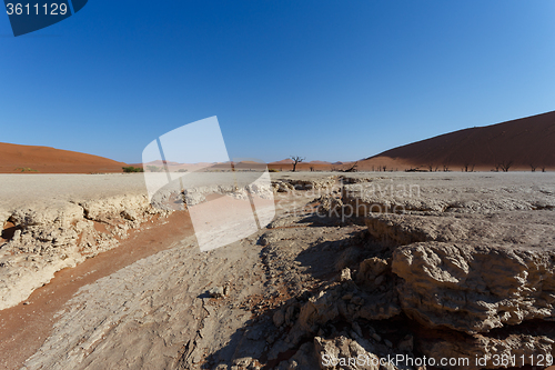 Image of beautiful sunrise landscape of hidden Dead Vlei