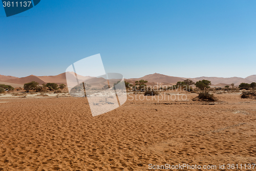 Image of beautiful sunrise landscape of hidden Dead Vlei