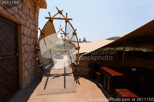Image of entry to rest area near maze, in Sun City South Africa