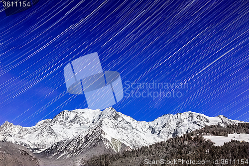 Image of Star Trails Over Mont Blanc