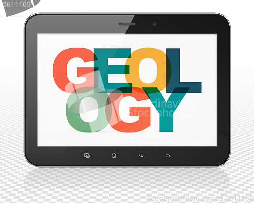Image of Science concept: Tablet Pc Computer with Geology on  display