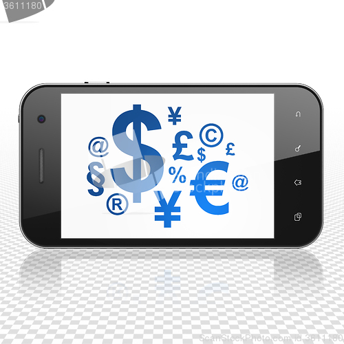 Image of News concept: Smartphone with Finance Symbol on display