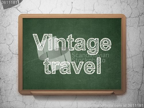 Image of Vacation concept: Vintage Travel on chalkboard background