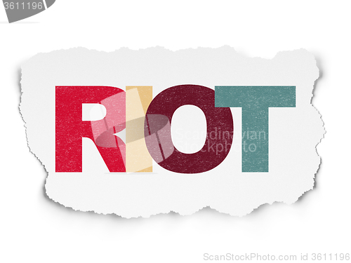 Image of Political concept: Riot on Torn Paper background