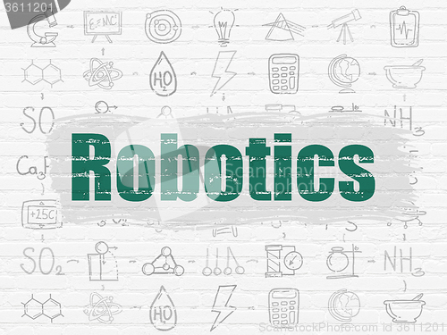 Image of Science concept: Robotics on wall background