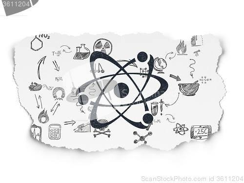Image of Science concept: Molecule on Torn Paper background