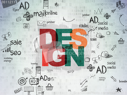 Image of Marketing concept: Design on Digital Paper background