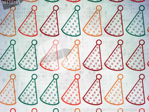 Image of Holiday concept: Party Hat icons on Digital Paper background