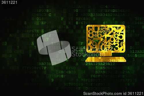 Image of Studying concept: Computer Pc on digital background