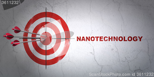 Image of Science concept: target and Nanotechnology on wall background