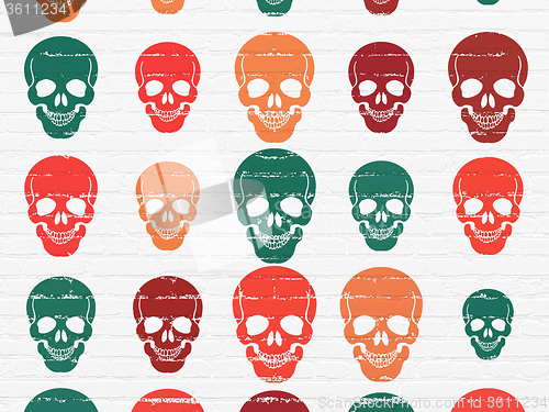 Image of Health concept: Scull icons on wall background