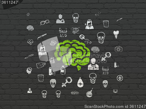 Image of Medicine concept: Brain on wall background