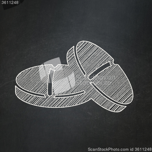 Image of Health concept: Pills on chalkboard background