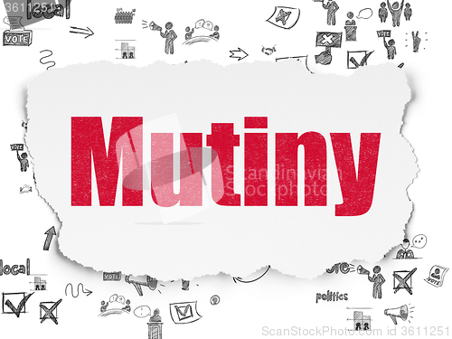 Image of Politics concept: Mutiny on Torn Paper background