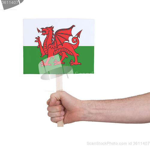 Image of Hand holding small card - Flag of Wales