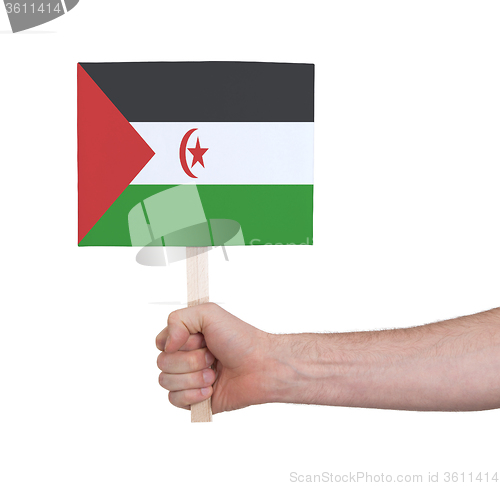 Image of Hand holding small card - Flag of Western Sahara