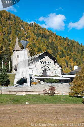 Image of 
Panoramic view of the church of St. Moritz, Switzerland