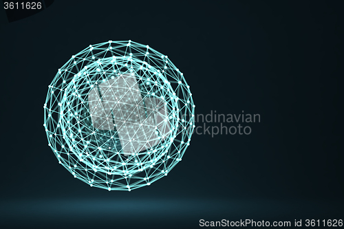 Image of Polygonal sphere with connected lines and dots