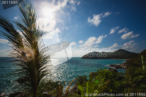 Image of Sunset over the tropical beach. 