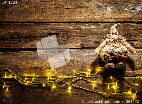 Image of The wooden table with Christmas decorations 