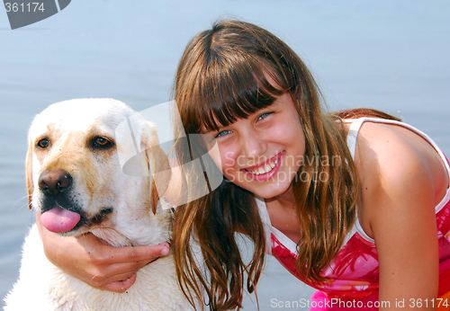 Image of Girl dog portrait