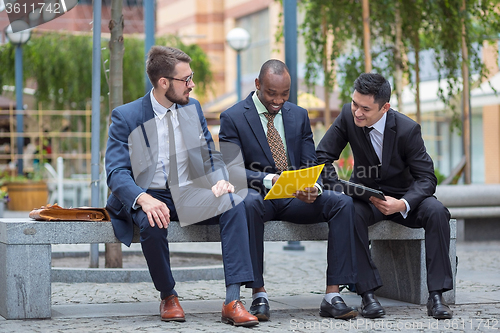 Image of Portrait of multi ethnic business team 