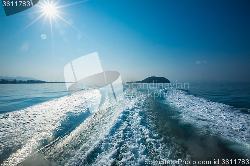 Image of Wake of a ferry boat. in Thailand