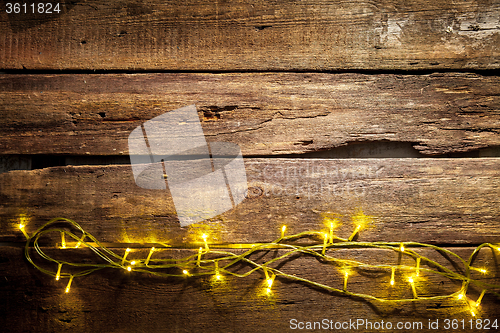 Image of The wooden table with Christmas decorations 