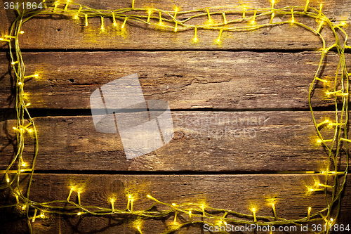 Image of The wooden table with Christmas decorations 