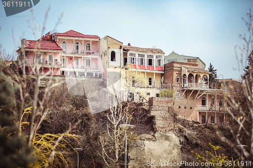 Image of Colorful carved balconies in the Old Town of Tbilisi