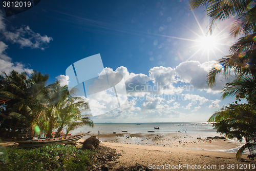 Image of Sunset over the tropical beach. 