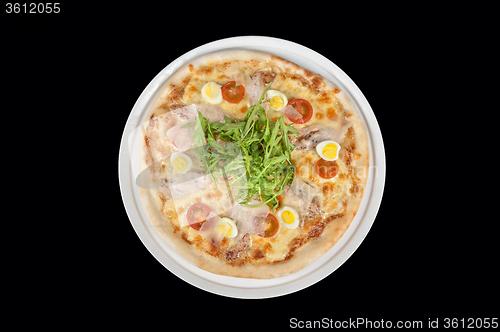 Image of pizza on black