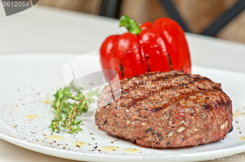 Image of beef steak at plate